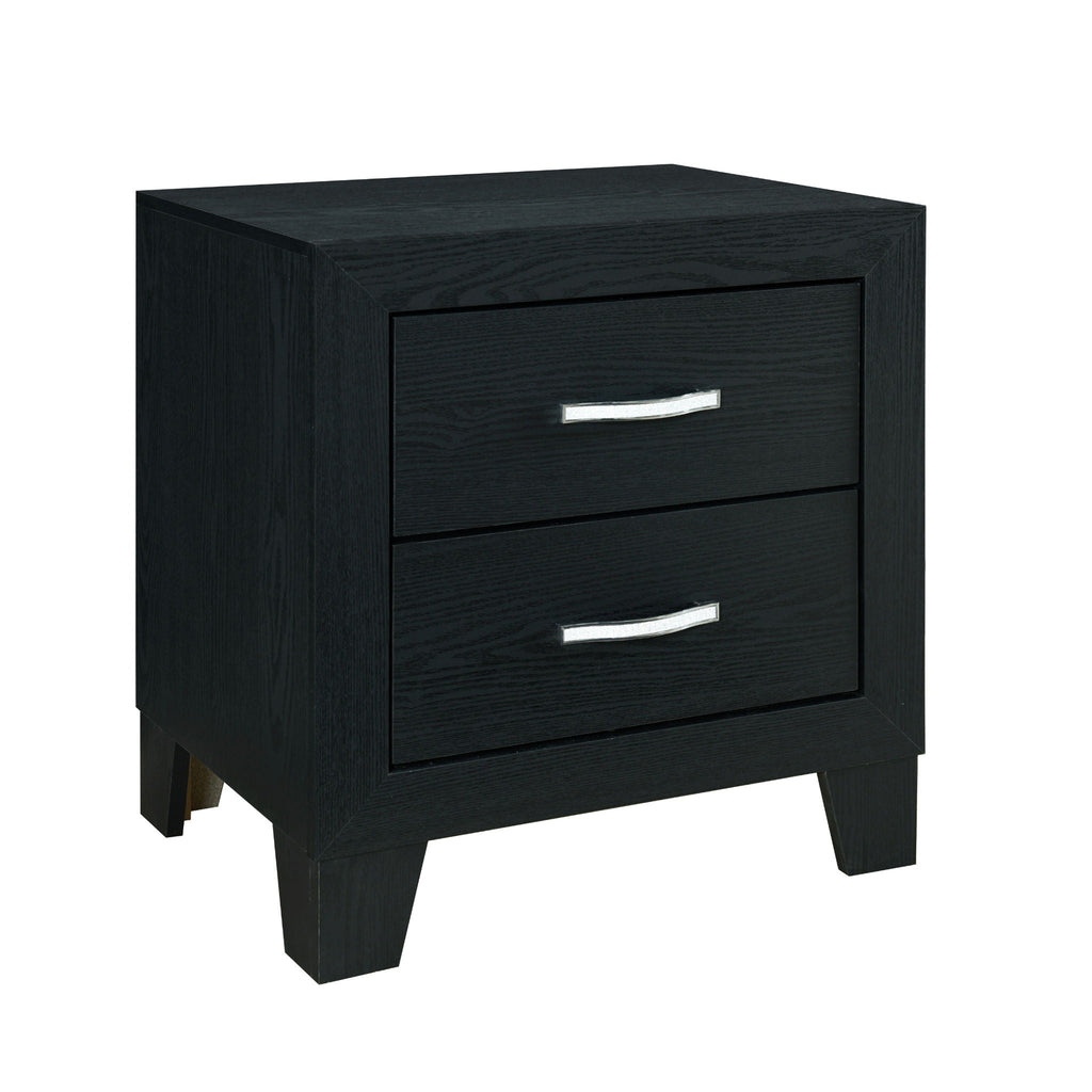 Black Modern Nightstand with Storage Drawers - Carlos