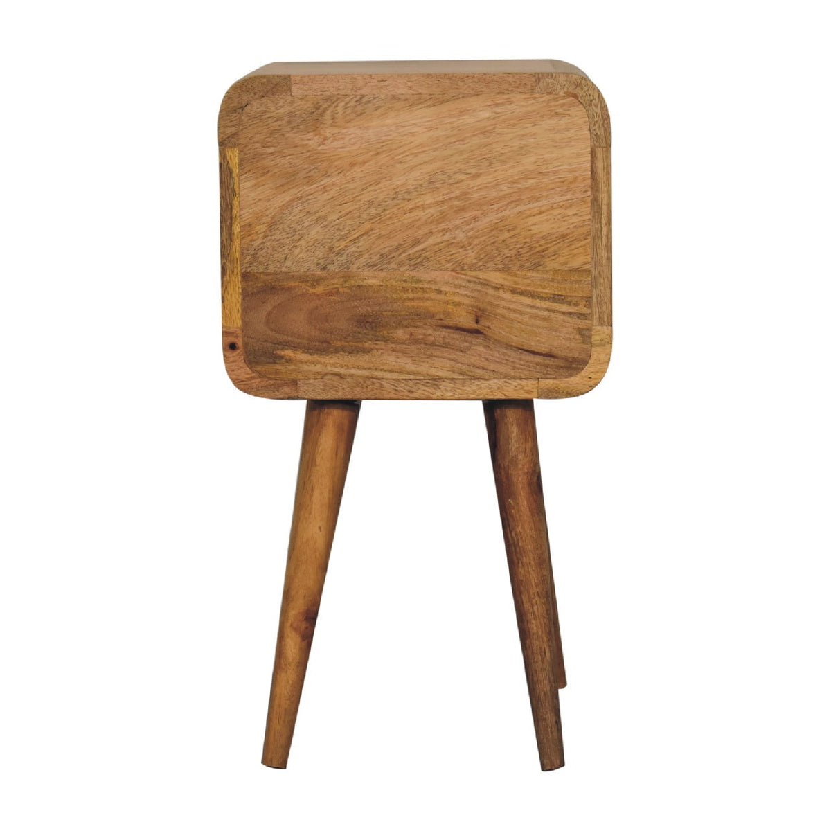 Solid Wood Mini Curved Nightstand with 2 Drawers - Oak-ish