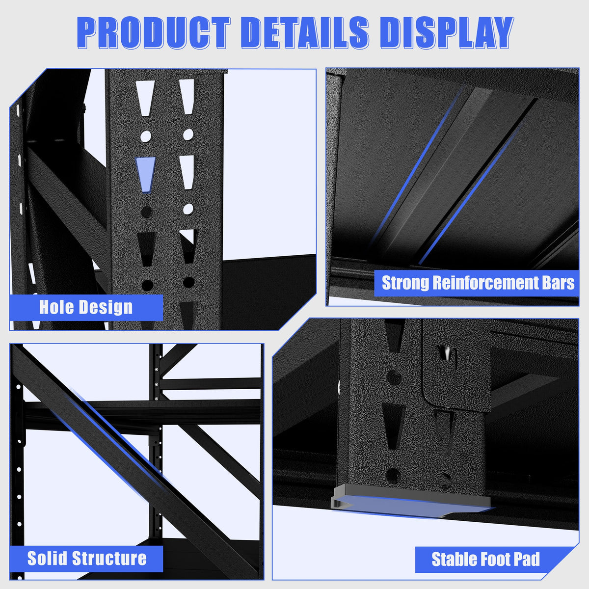 5000 lbs Heavy Duty Garage Shelving Unit with Adjustable Metal Shelves - Black