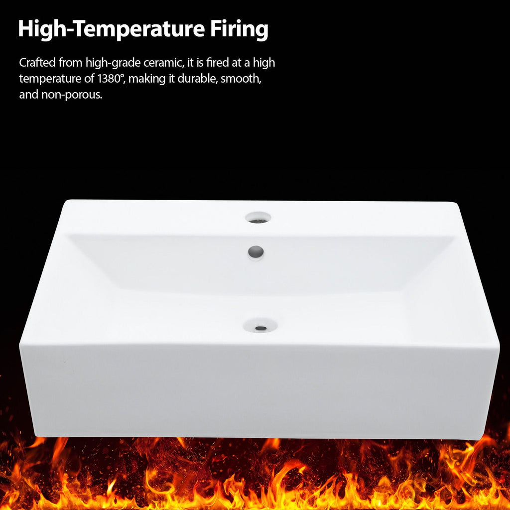 Console Sink With 304 Legs, Wall Mounted Design - White / Black