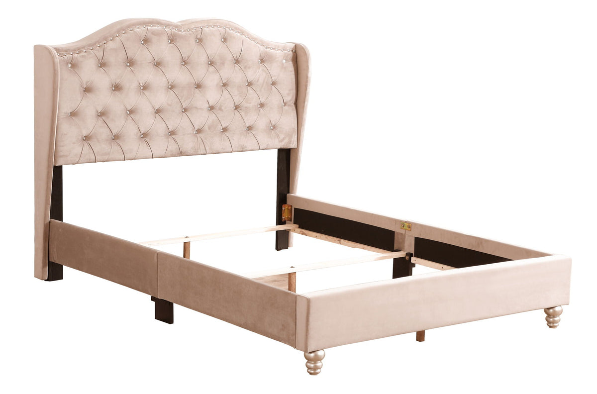Transitional Upholstered Bed with Jewel Tufting – Multiple Colors