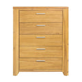 Natural Wood 5 Drawer Dresser with Ample Storage - Brown