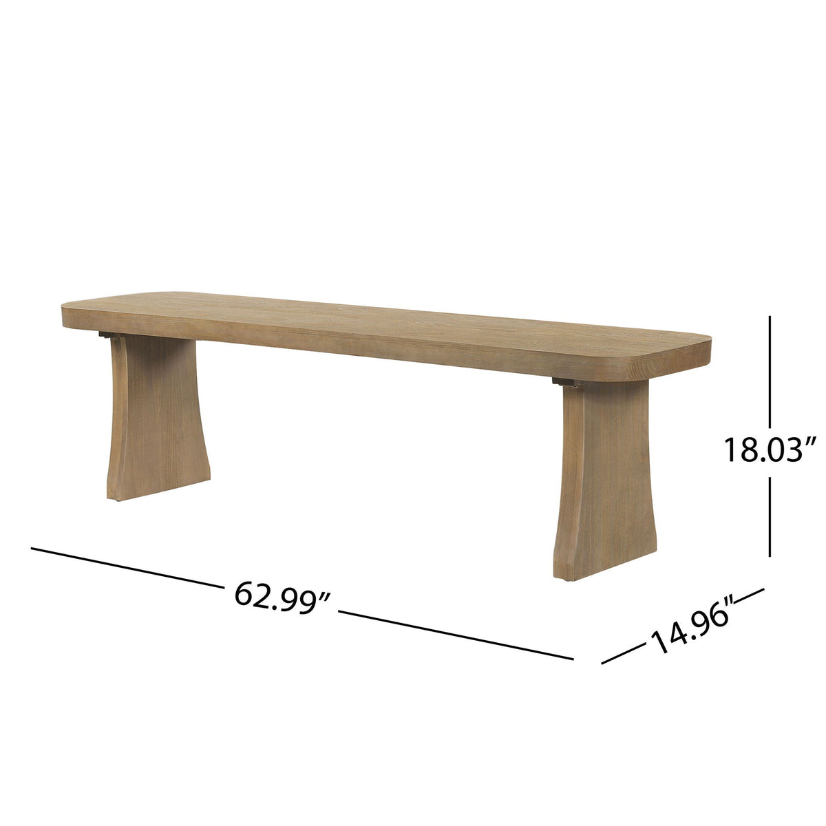 Pine Indoor Dining Bench with Solid Wood Construction - Natural