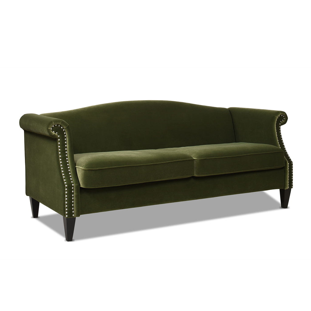 Green Camel Back Small Space Sofa with Performance Upholstery