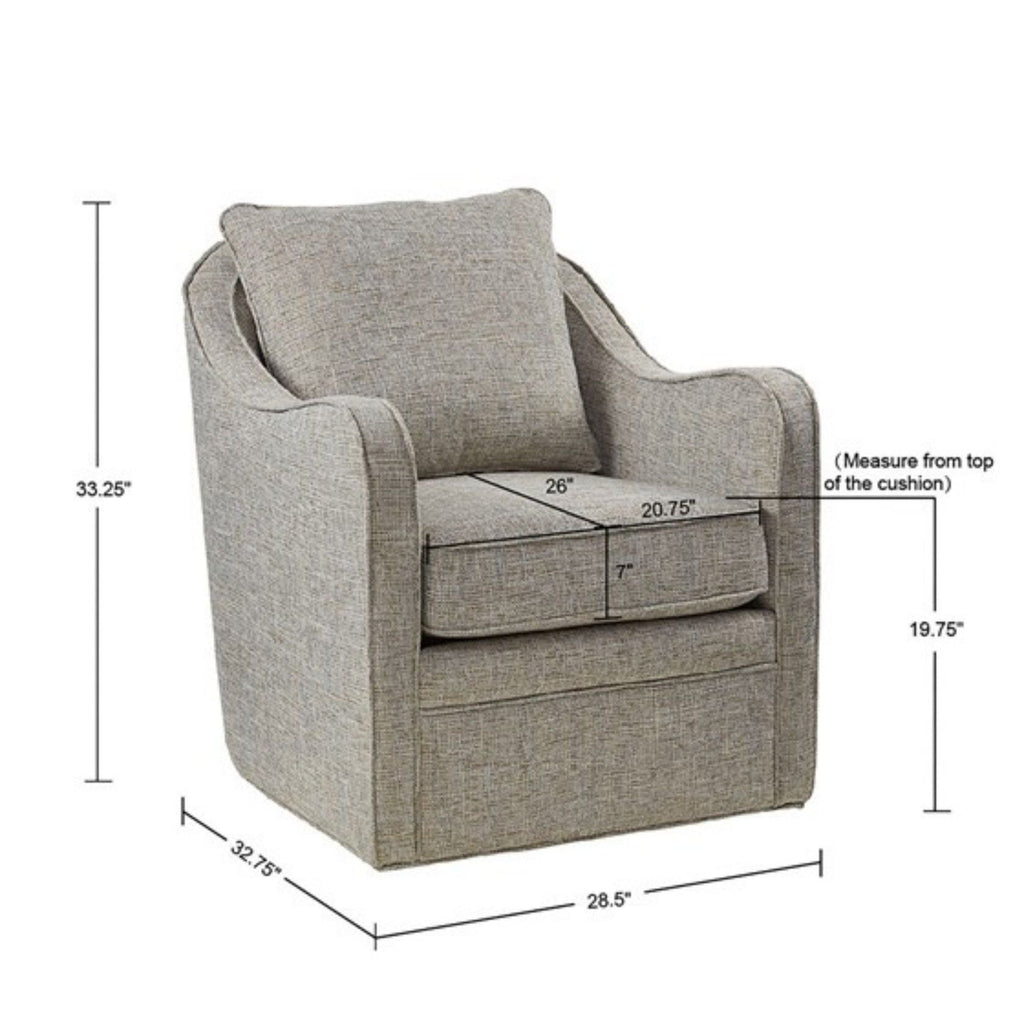 Wide Seat Swivel Arm Chair with 360 Degree Rotation - Gray or Beige