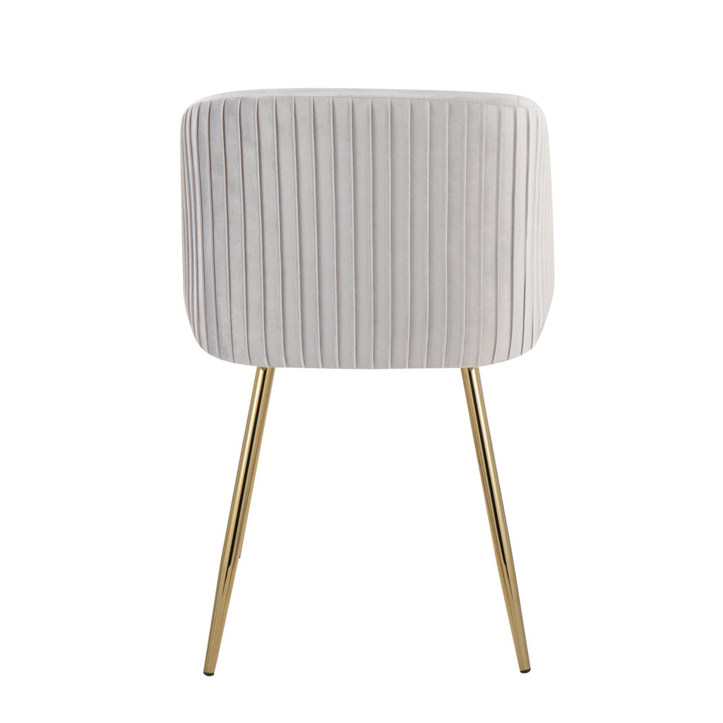 Pleated Waves Contemporary Chair Set of 2 with Metal Legs - Black, Gray, or Pearl Silver