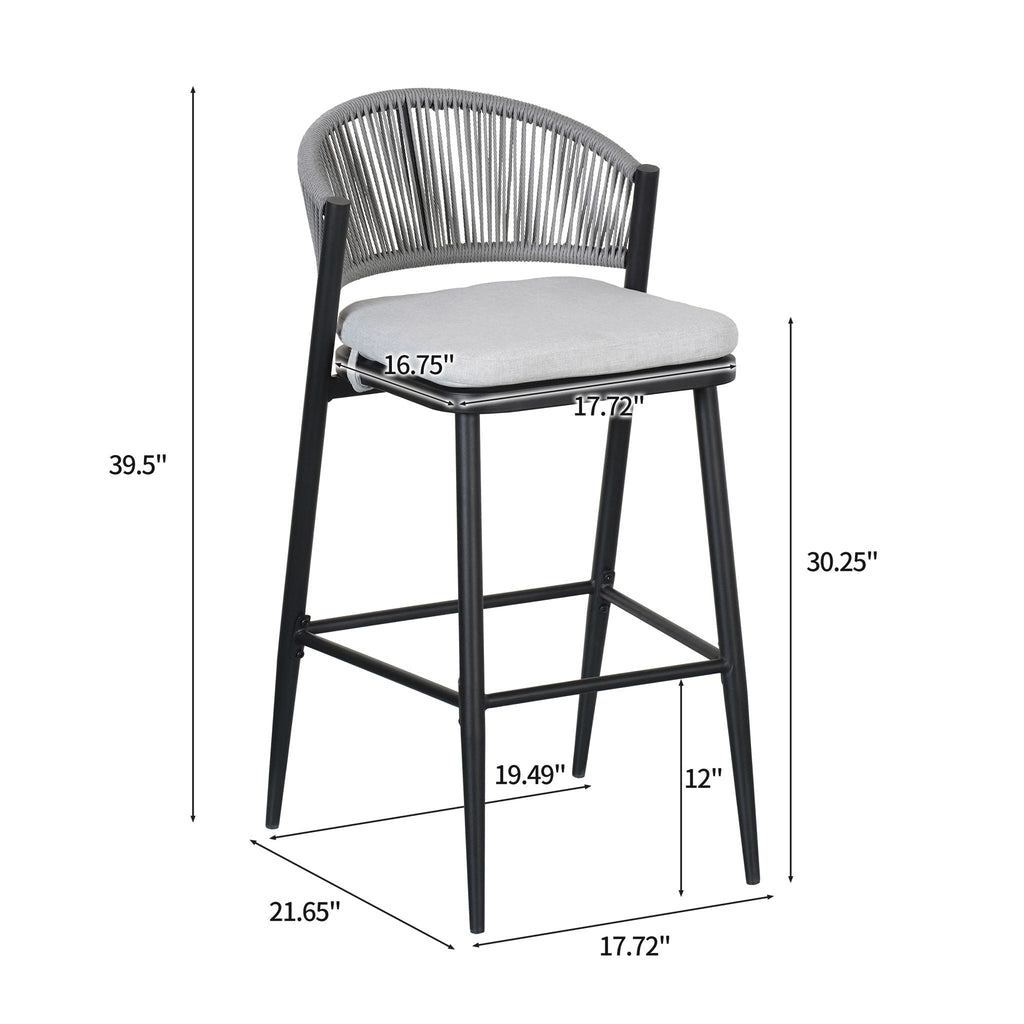 Outdoor Bar Height Metal Frame Counter Stools