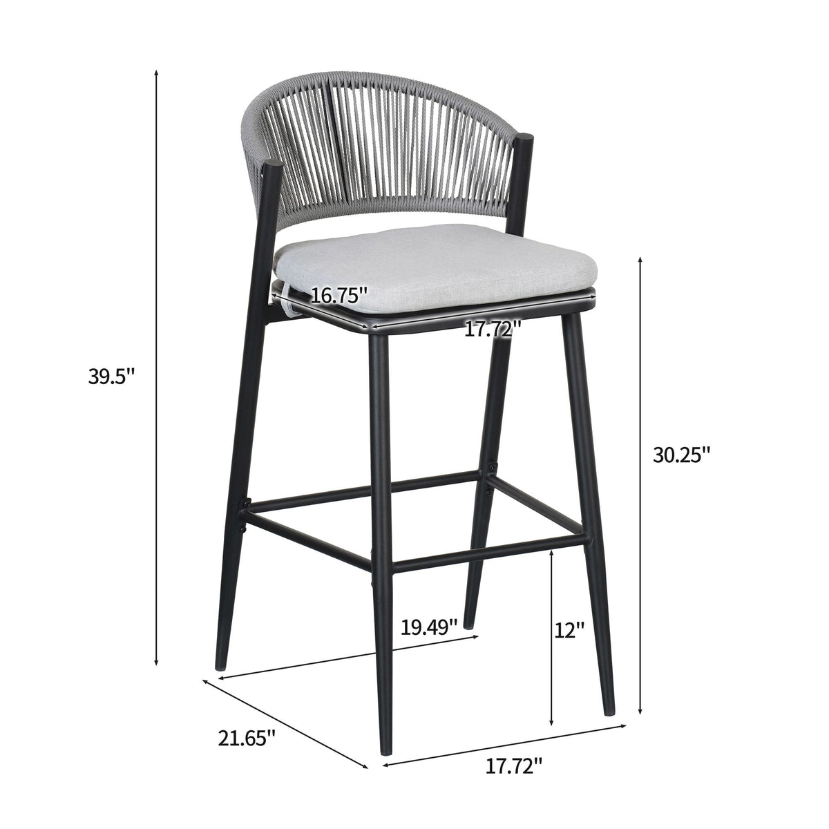 Outdoor Bar Height Metal Frame Counter Stools