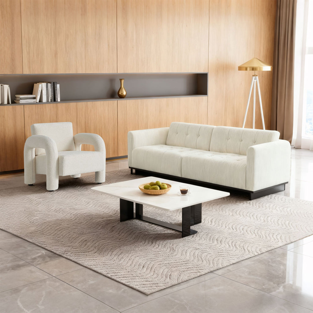 Modern Velvet Accent Chair with Plush Upholstery - Beige