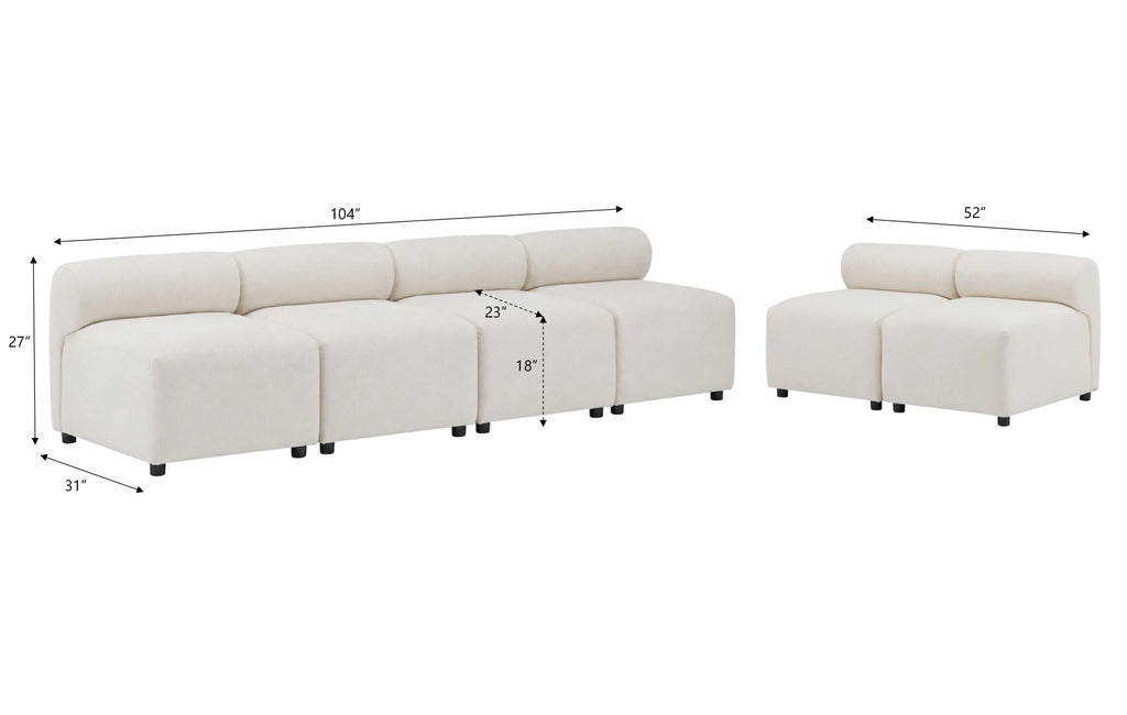 Evelyn 6-Piece Modular Chenille Sectional Sofa with Solid Wood Frame - Grey
