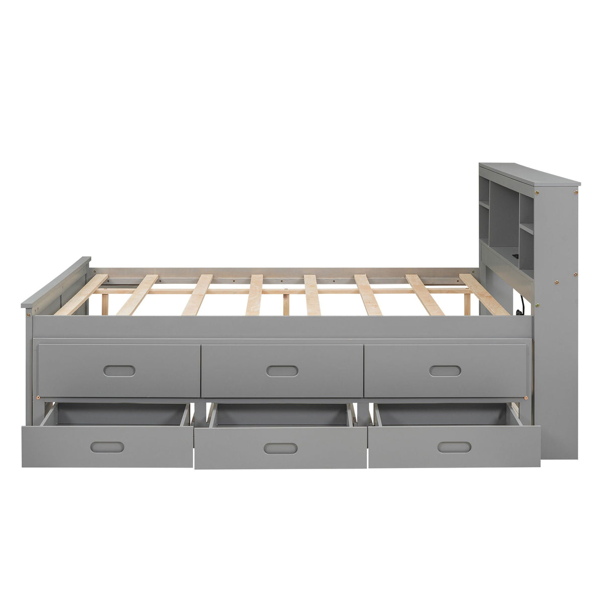 Platform Bed with Storage Headboard, USB, Trundle & 3 Drawers - Twin or Full