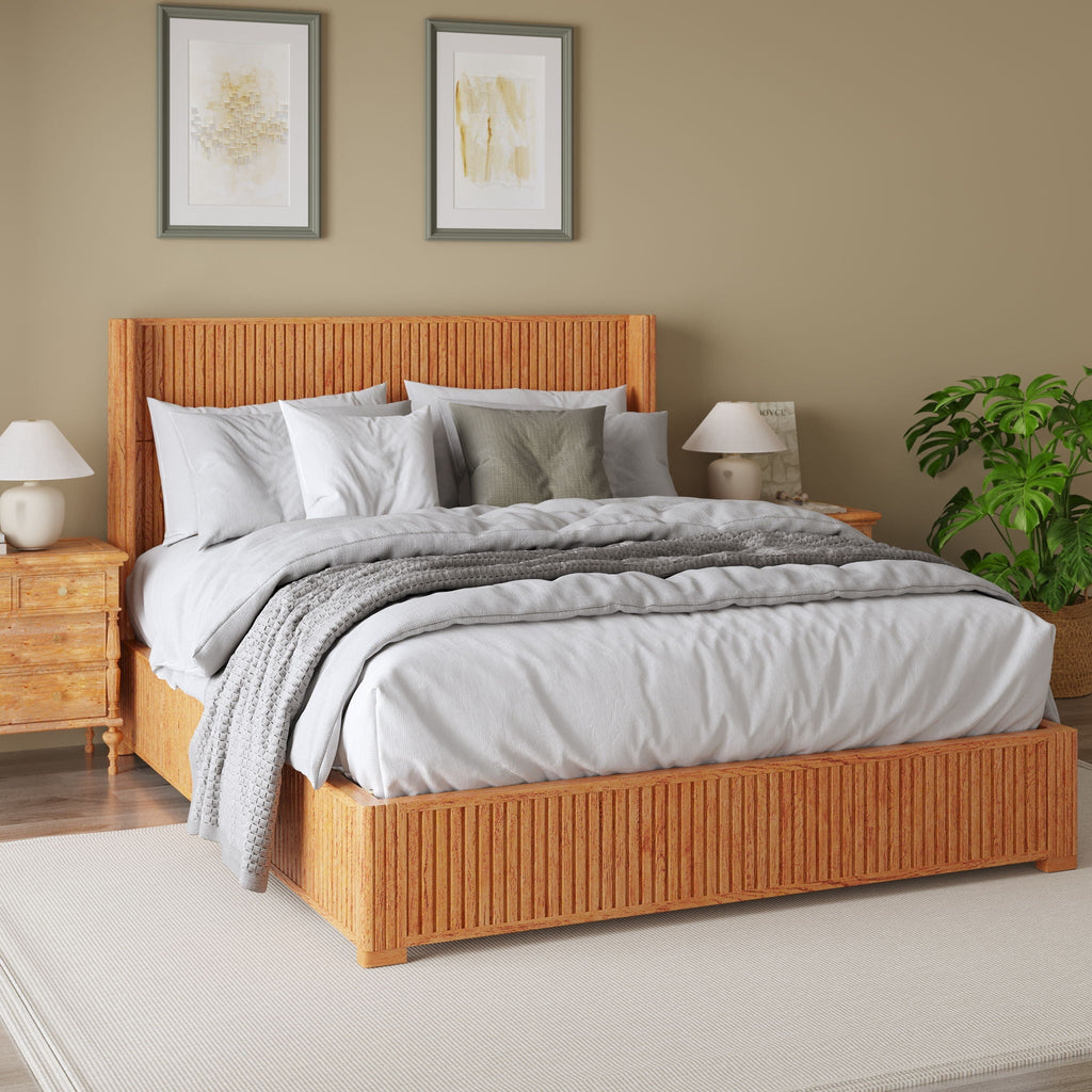 Platform Bed Frame with Headboard, Floor Standing Design - Queen & King