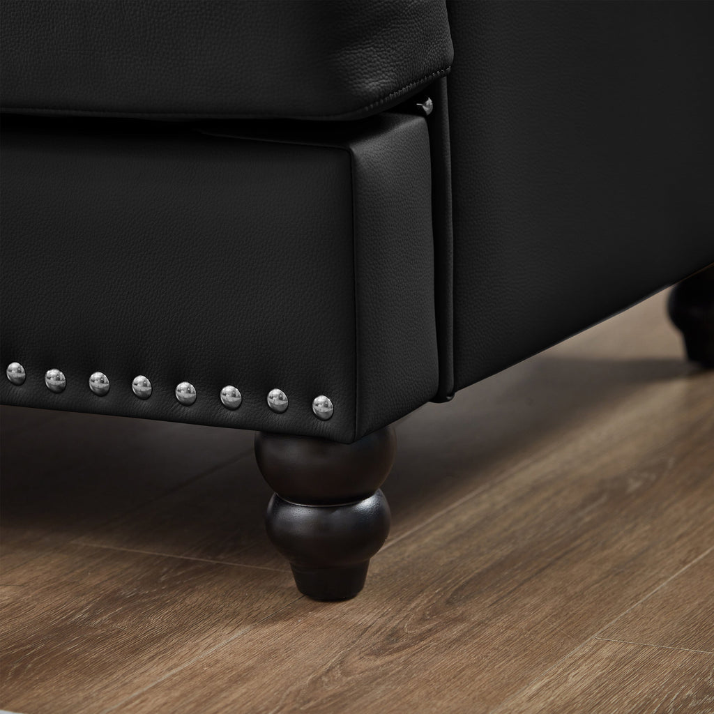 83" Modern Classic Sofa with Nailhead Detailing – Imitation Cowhide Leather
