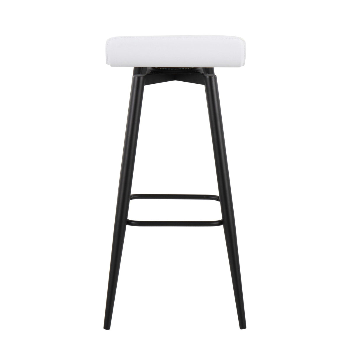 Contemporary Fixed Height Bar Stool Set with Metal Base - Pearl Silver or White