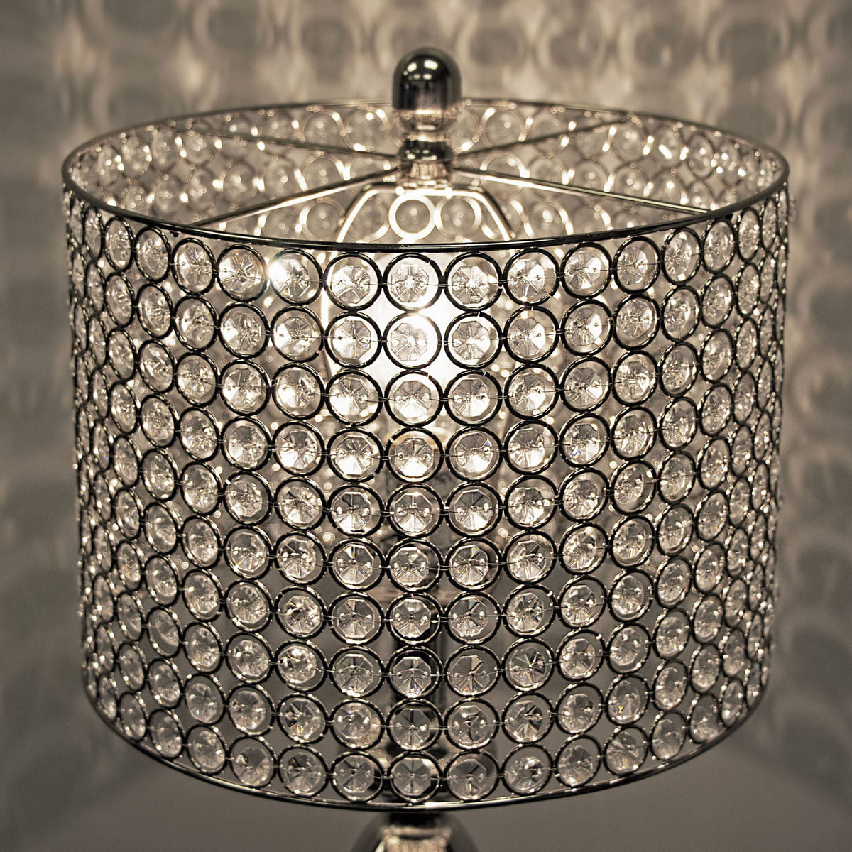 Contemporary Table Lamp Set with Crystal Beads - Polished Nickel