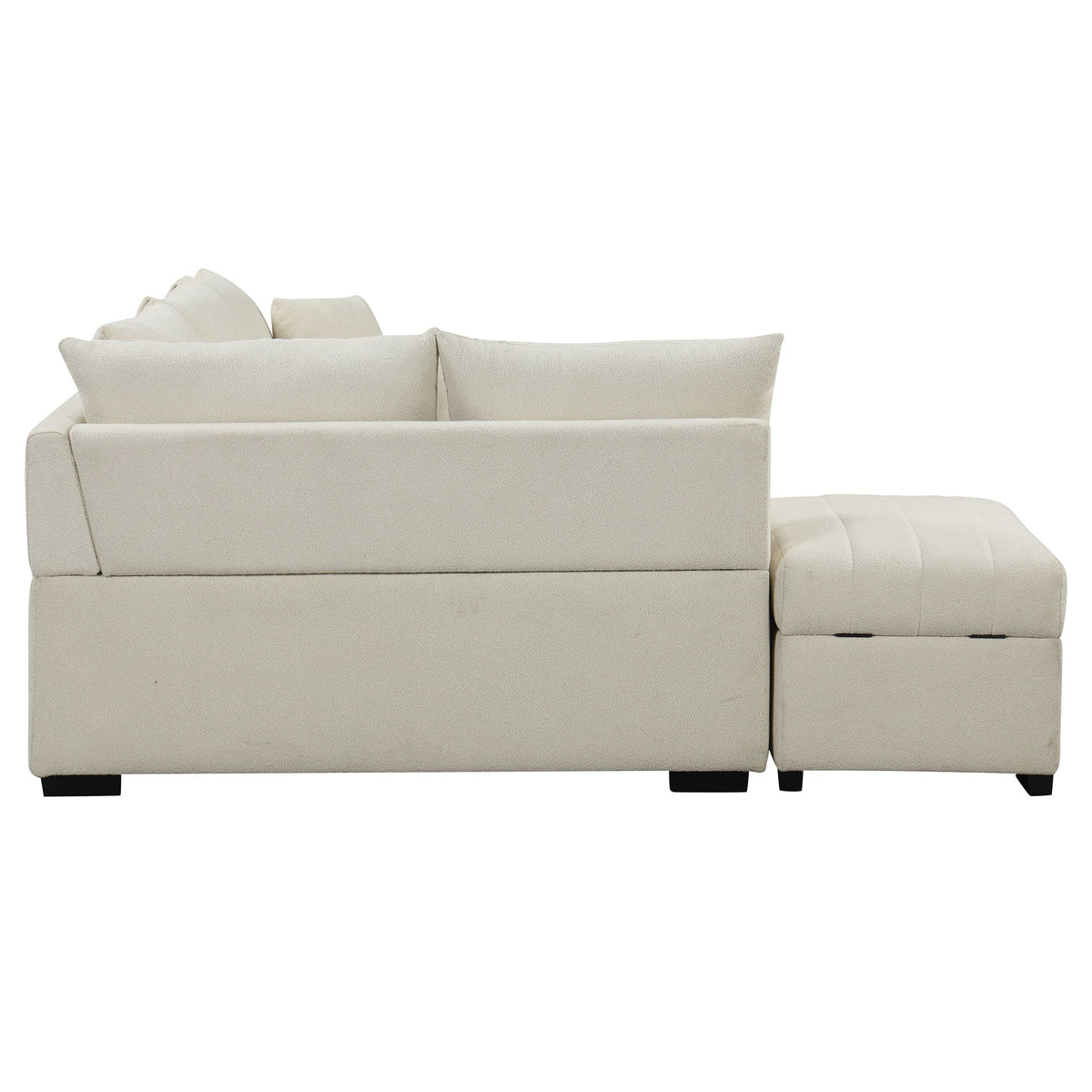 L-Shaped Sleeper Sectional with Pull-Out Bed and Storage Ottoman - Gray or Beige