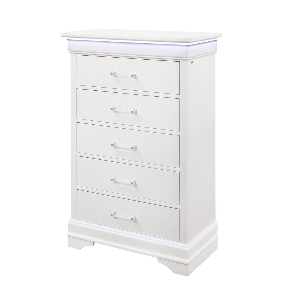 Charlston Accent Chest with LED Lighting – White or Blue