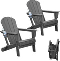 Adirondack Chairs Set of 2 with Cup Holder - Gray