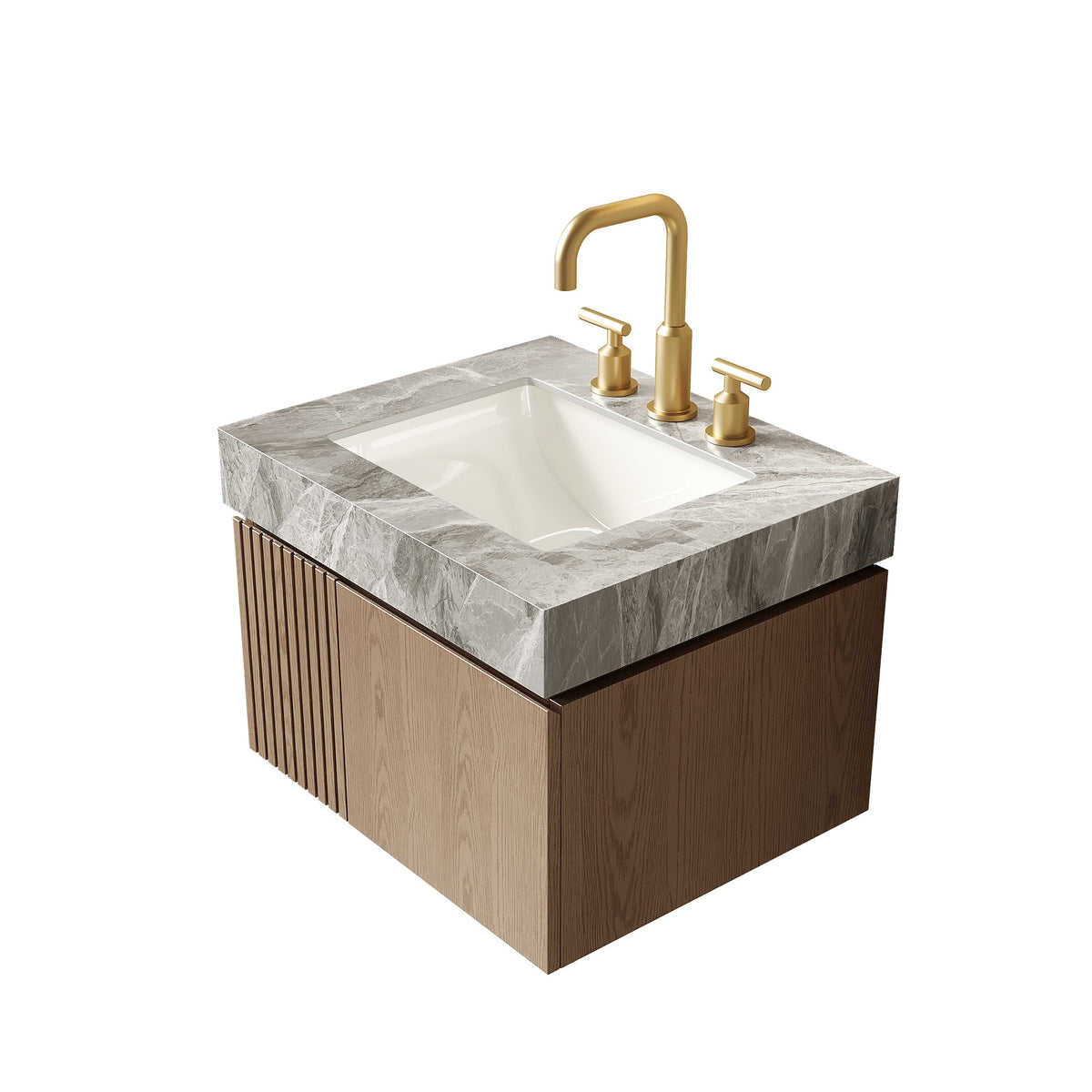 24" Muri Bathroom Vanity with Sintered Stone Countertop - Light Gray