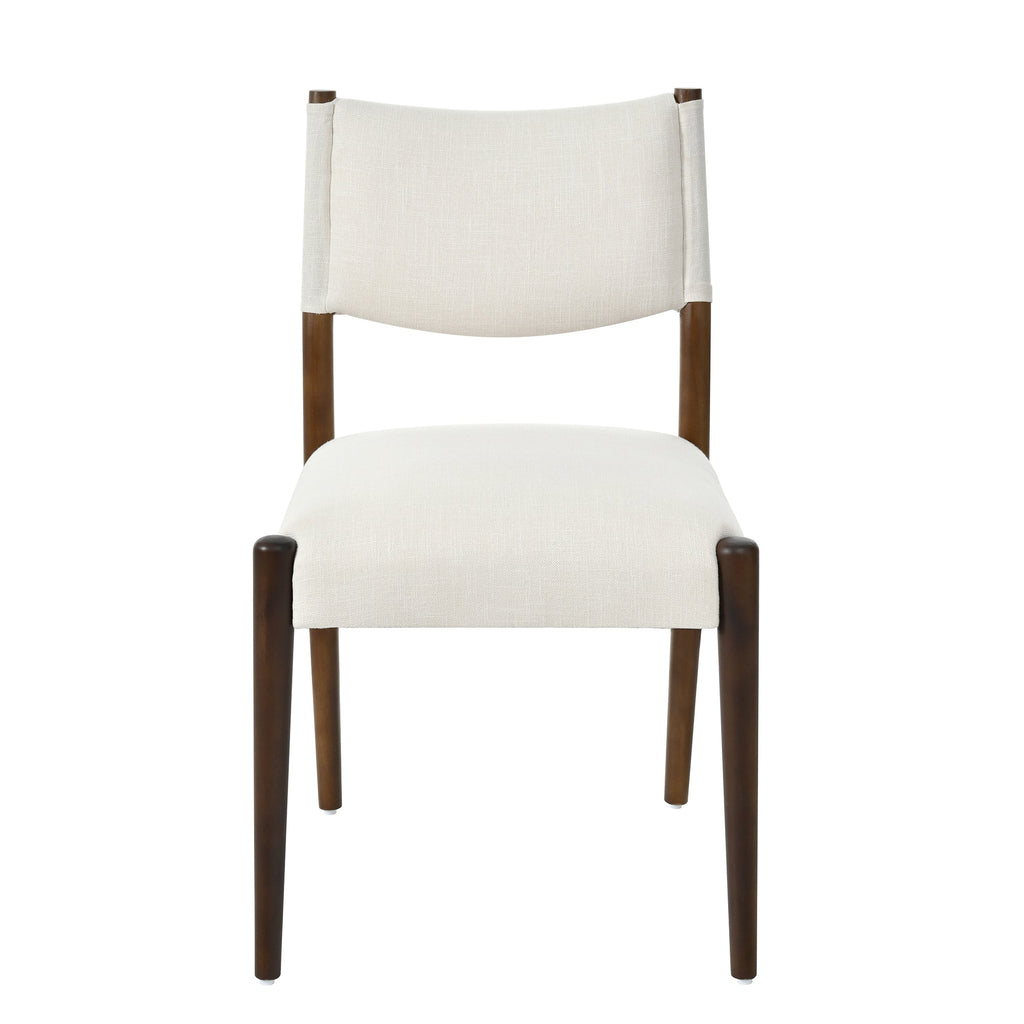 Modern Dining Chair with Thick Seat Cushion and Solid Wood Legs - Walnut, Set of 2