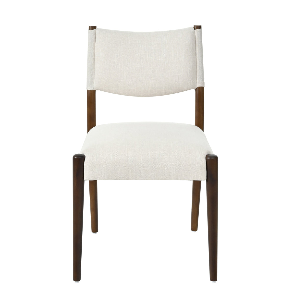 Modern Dining Chair with Thick Seat Cushion and Solid Wood Legs - Walnut, Set of 2