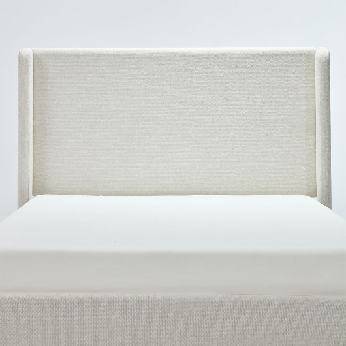 Minimalist Upholstered Wingback Bed Frame with High Headboard - Beige