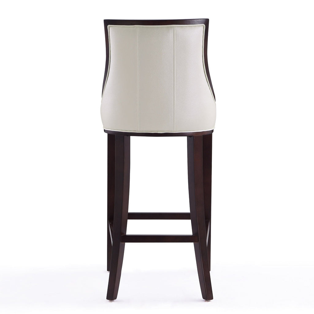 White Bar Height Stool with Solid Wood Frame - Traditional Design