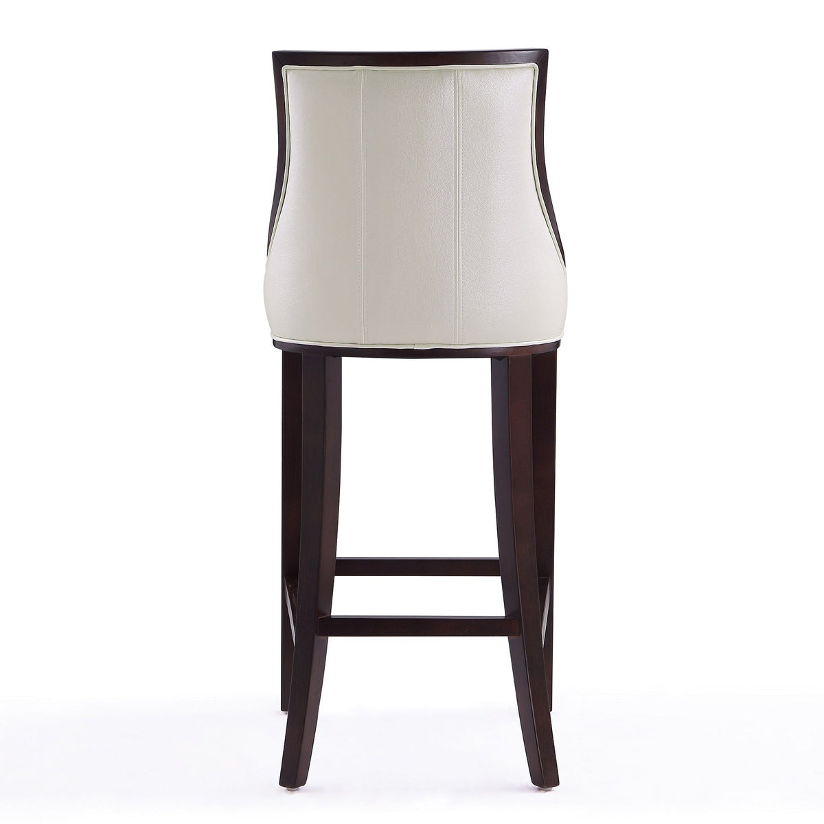 White Bar Height Stool with Solid Wood Frame - Traditional Design