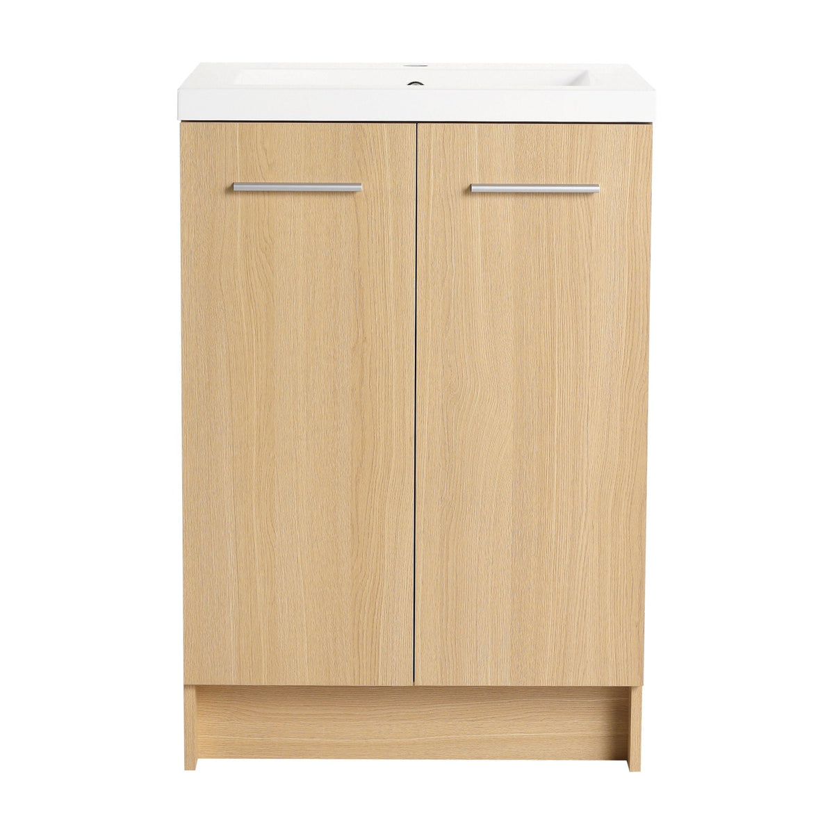 Floating Bathroom Vanity With Sink, Wall Mounted Double Door Storage - Light Brown