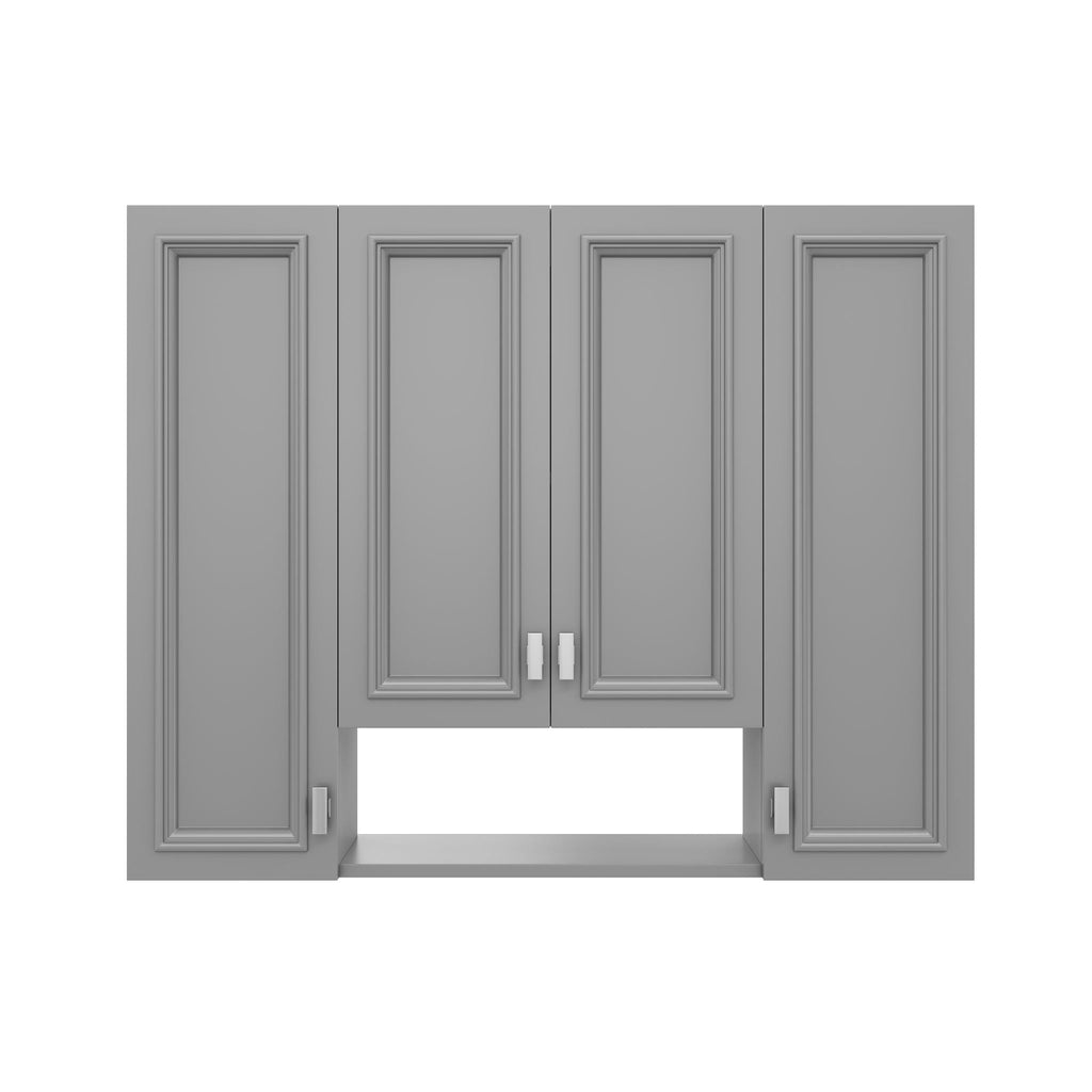 Wall Mounted Bathroom Cabinet With 5 Adjustable Shelves and Soft-Closing Hinges - Gray or Black