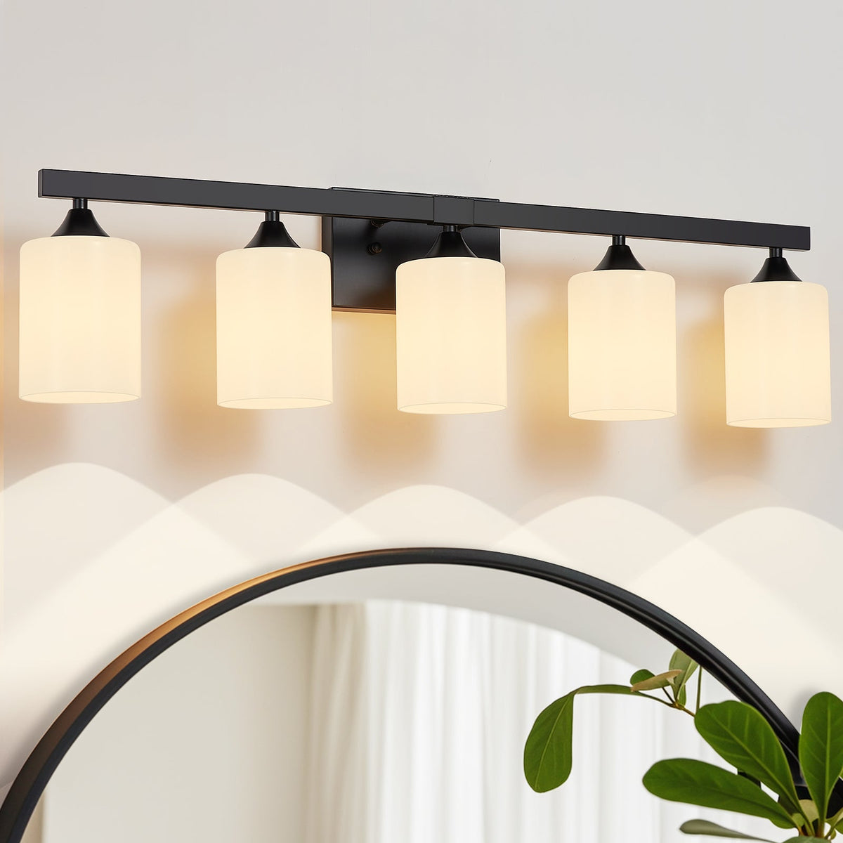 5-Light Bathroom Lighting with Matte Black Finish - Black