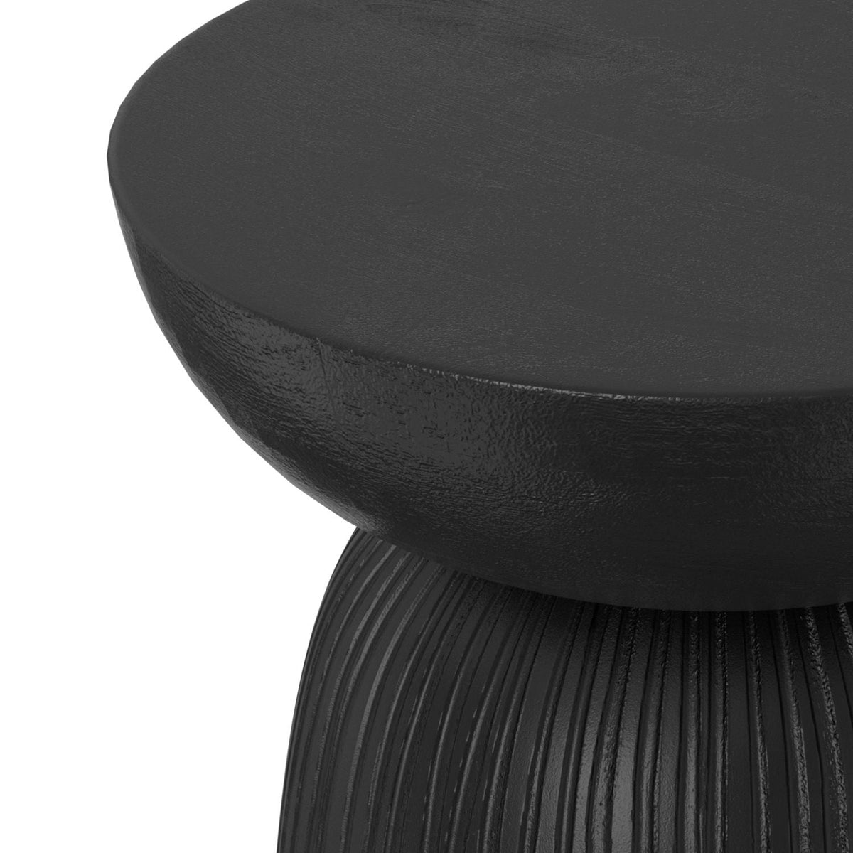Black Mango Wood Accent Table with Vertical Line Design - Black