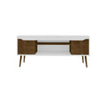 Mid-Century Modern TV Stand with Solid Wood Splayed Legs - White or Black