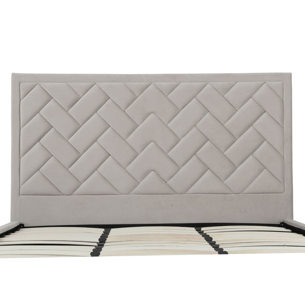 Upholstered Bed with Headboard and Slats - Multiple Colors
