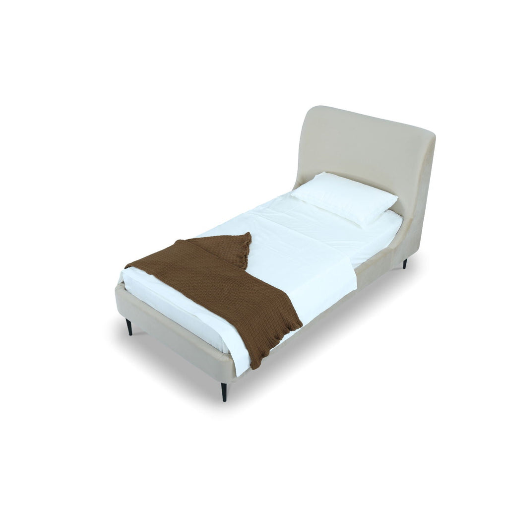 Heather Upholstered Bed with Curved Headboard - Multiple Colors