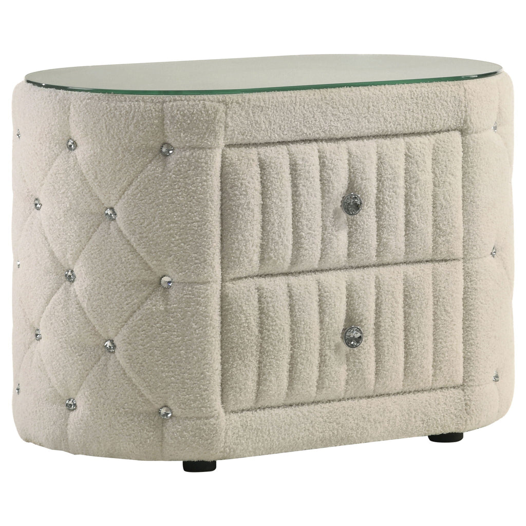 Sonya 5-piece Upholstered Eastern King Bedroom Set Ivory