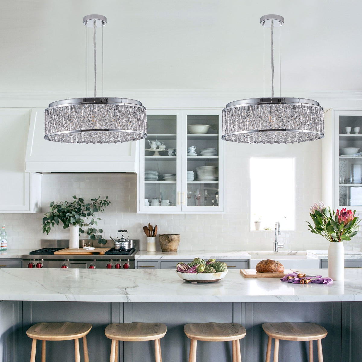 Modern Crystal Chandelier with Crystal Accents - 19 Inch