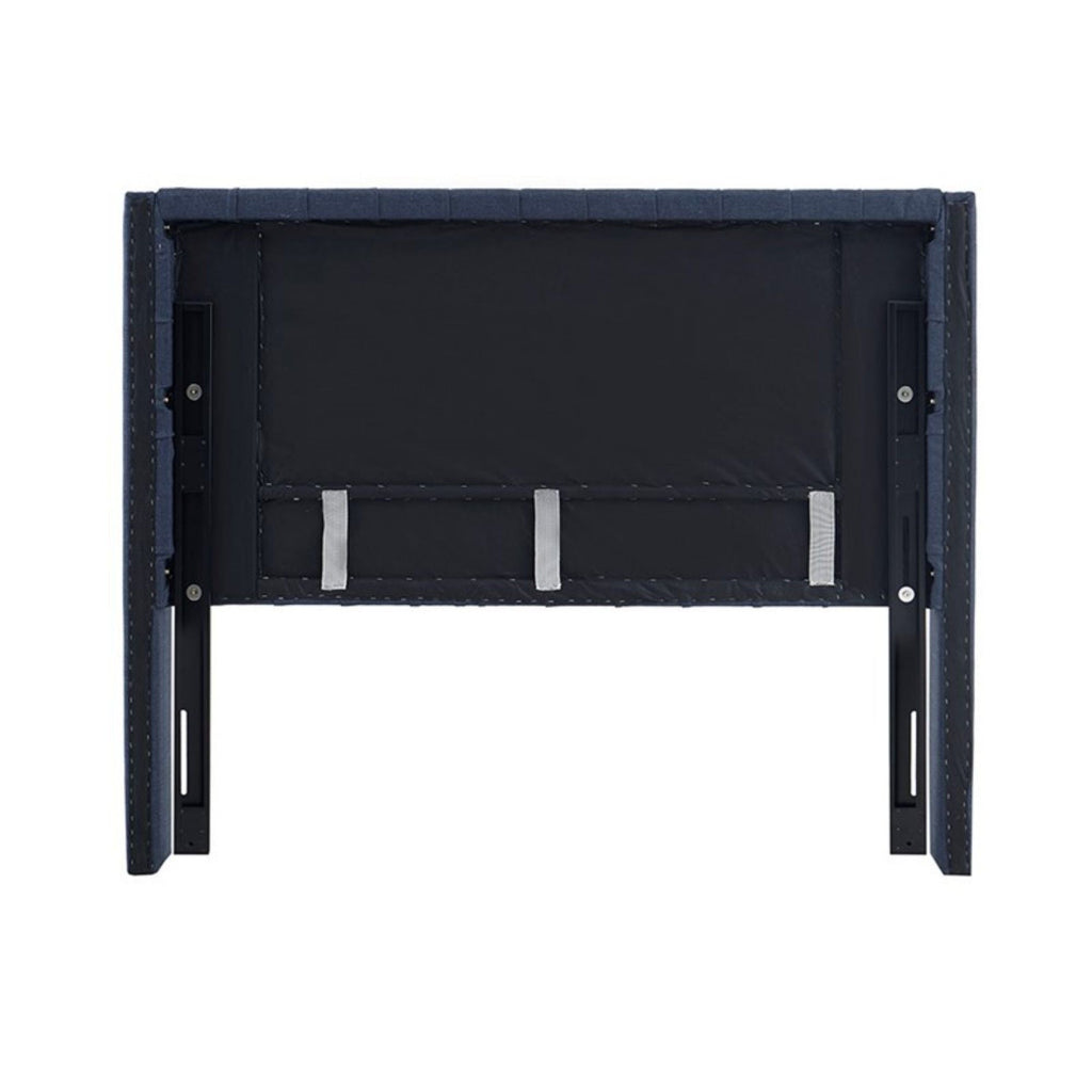 Transitional Upholstery Headboard with Tufted Buttons and Nailhead Trim - Queen, Gray or Blue