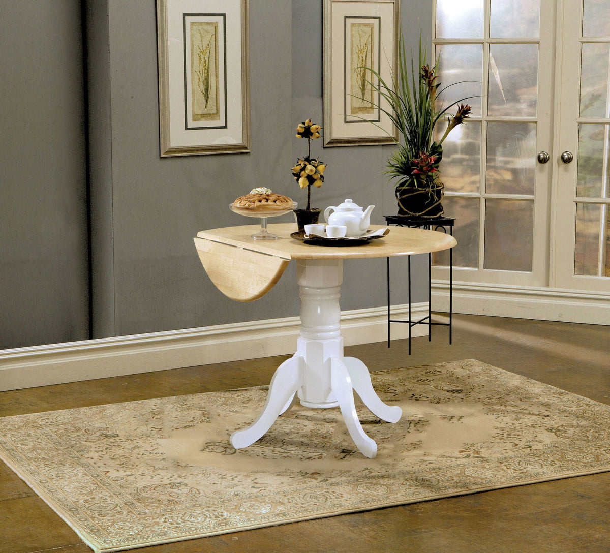 Allison Round 40-inch Drop Leaf Extension Dining Table White