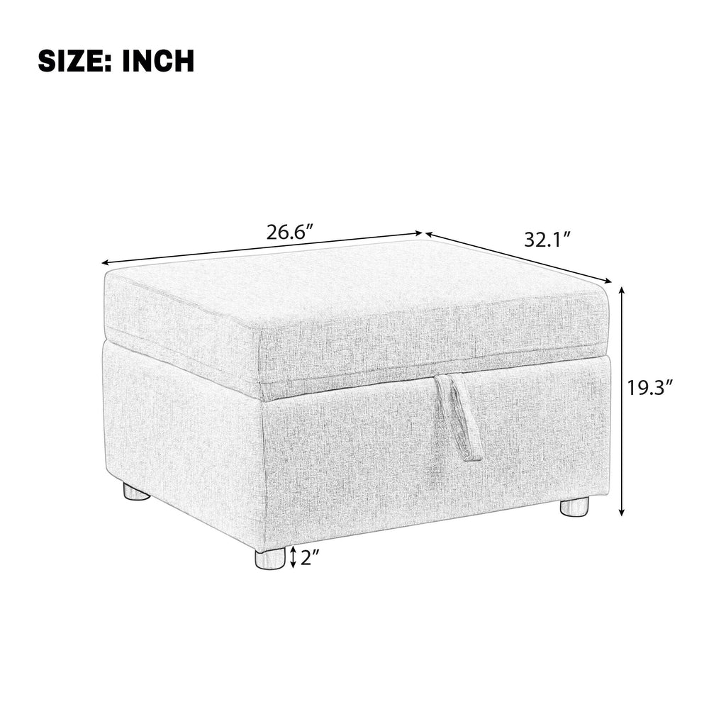 Movable Storage Ottoman Footrest with Hidden Storage - Beige or Dark Gray