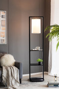 Two Tiered Vertical Shelving Stand with Light - Iron, Modern Design