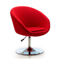 Upholstered Swivel Lounge Chair with Adjustable Height - Red