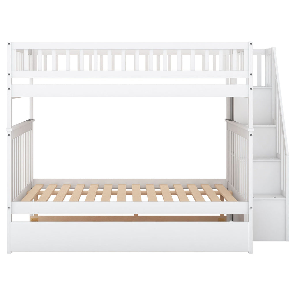 Bunk Bed with Staircase and Storage Options - Dark Gray or White