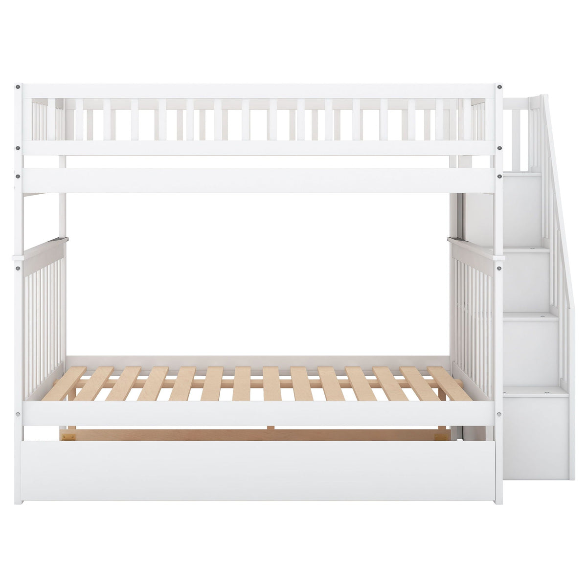 Bunk Bed with Staircase and Storage Options - Dark Gray or White