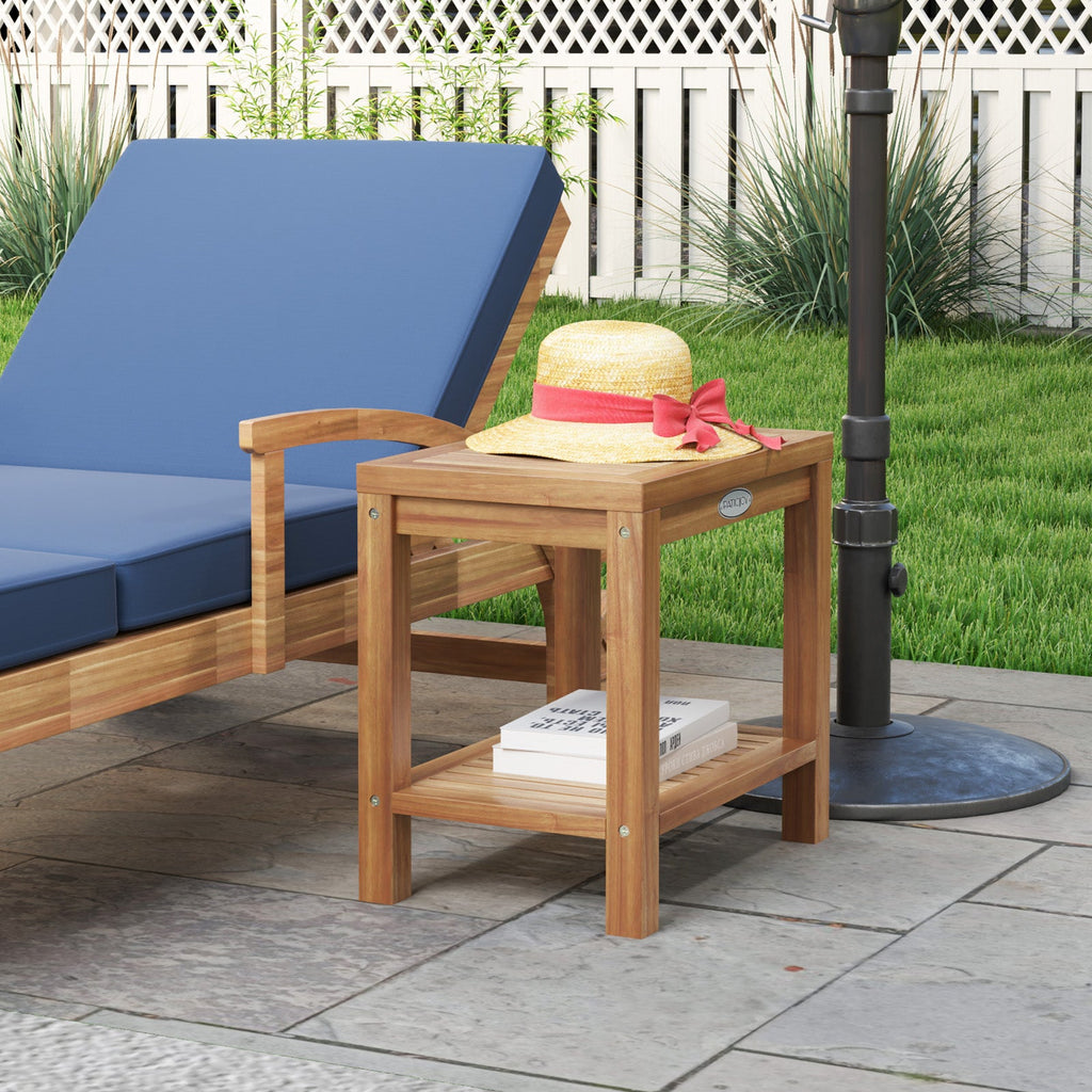 19 Inch Teak Wood Shower Bench Inside Shower Stool with Storage Shelf