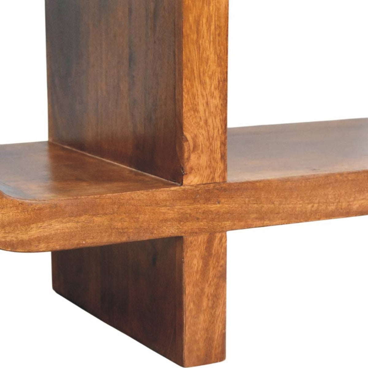 Solid Wood Orion Curved Media Unit with Open Shelves - Chestnut Finish