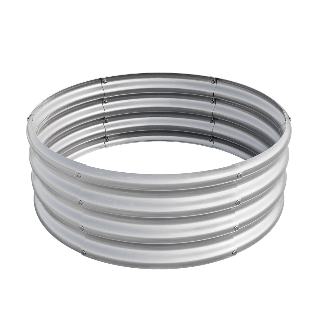 Tall Round Metal Raised Garden Beds with Durable Metal Construction - Silver
