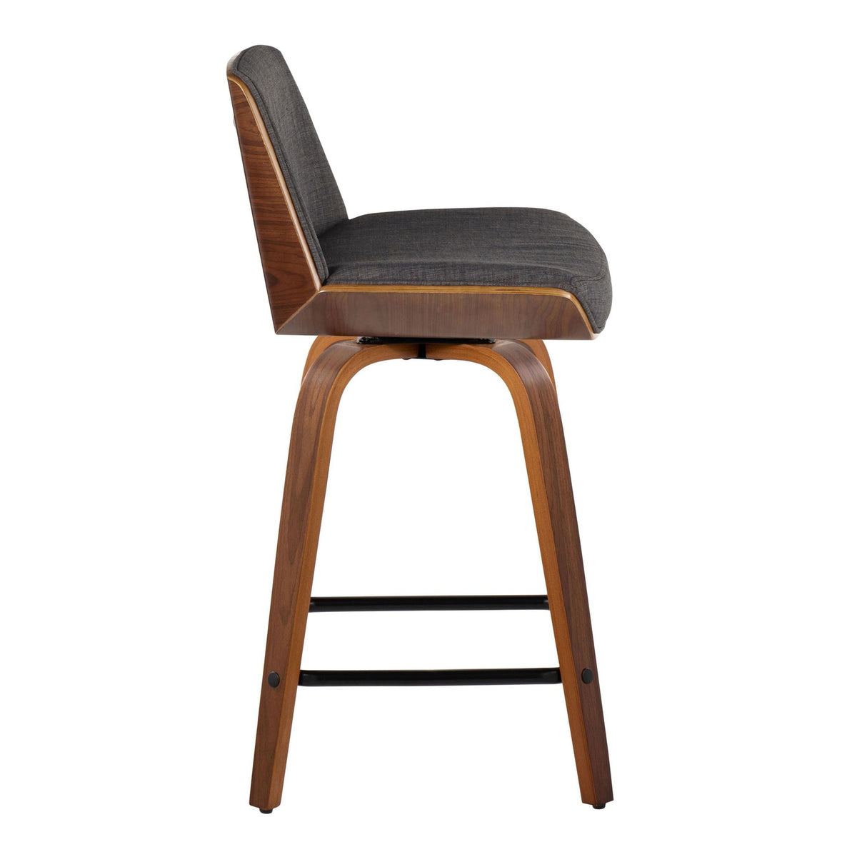 Mid Century Modern Counter Stool with Padded Upholstered Seat - Gray or Dark Gray