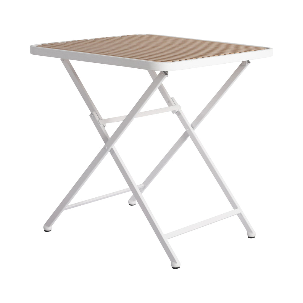 Modern Folding Square Table with Waterproof Top - Apricot / White
