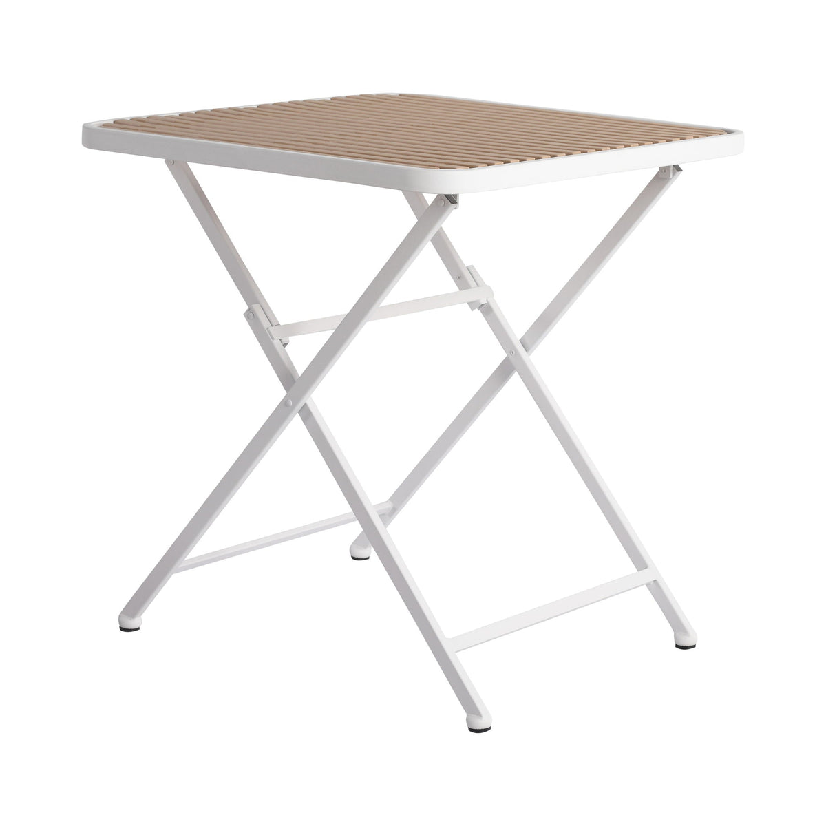 Modern Folding Square Table with Waterproof Top - Apricot / White